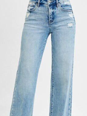 Risen Tummy Control Mid Rise Wide Leg Jeans